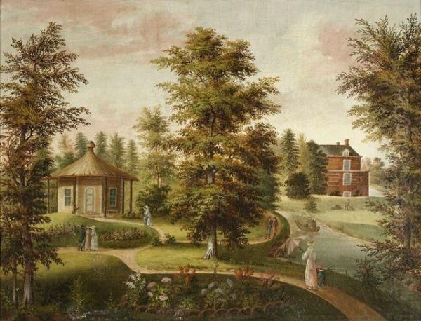 Sommerliche Parklandschaft Mit Flaneuren Auf Den Wegen Oil Painting by Wolfgang-Adam Toepffer