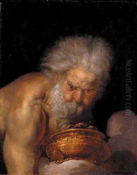 Boreas holding a brazier Oil Painting by Joachim von, I Sandrart