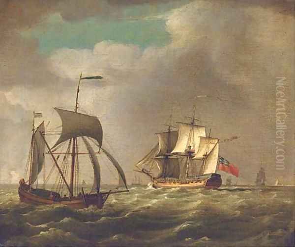 An outward-bound frigate Oil Painting by John Thomas Serres