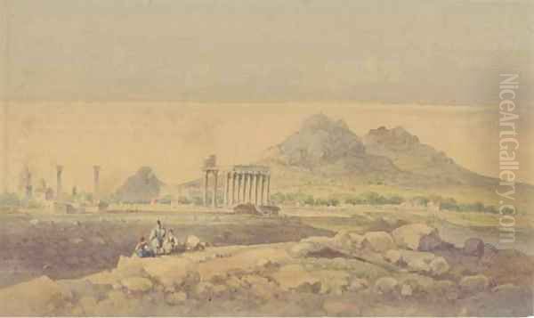 The Temple of Olympian Zeus, Athens Oil Painting by Joseph Schranz