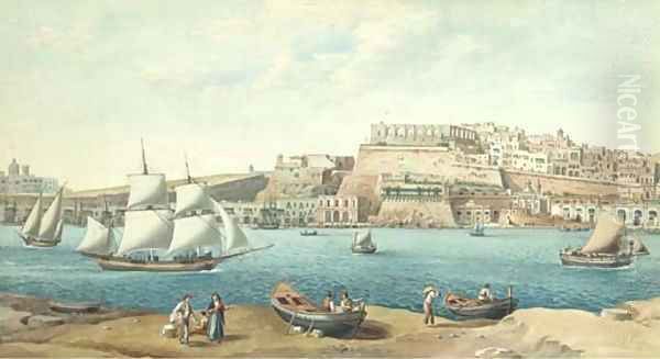 The Grand Harbour, Valetta Oil Painting by Joseph Schranz