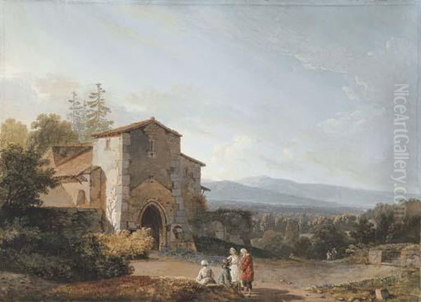 Vue De L'abbaye De Pommier Oil Painting by Wolfgang-Adam Toepffer