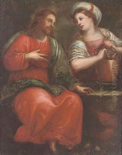 Christ with the Woman of Samaria by Genoese School