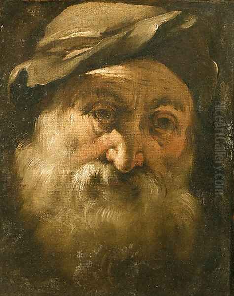 Head of a bearded old Man Oil Painting by Genoese School