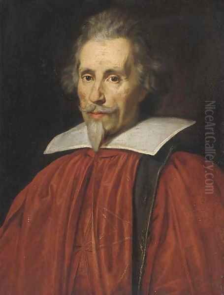 Portrait of a gentleman, half-length, in the red robes of the Knights of Malta Oil Painting by Genoese School