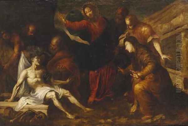 The Raising of Lazarus Oil Painting by Genoese School