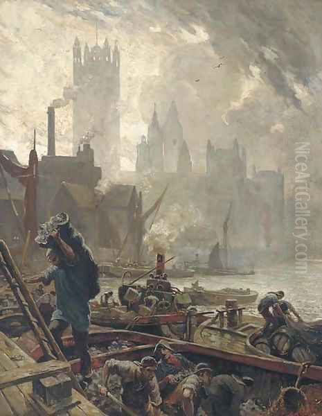 Toil, glitter and grime, Westminster Oil Painting by Geoffrey Strachan