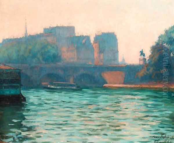 Pont Neuf et I'Ile de la Cite Oil Painting by George Souillet