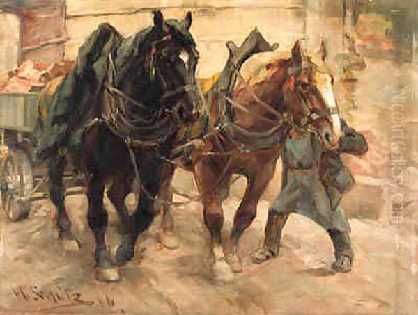 Loading the Wagon Oil Painting by Heinrich Schutz