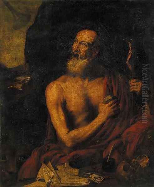 St Jerome Oil Painting by Neopolitan School