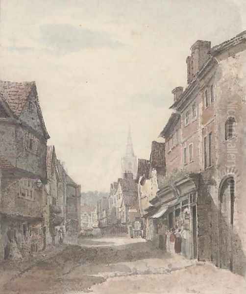 A Norwich street scene Oil Painting by Norwegian School