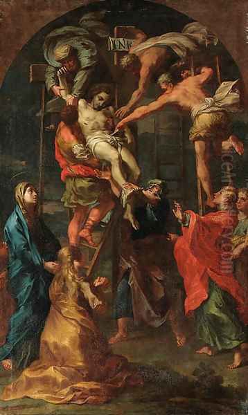 The Descent from the Cross Oil Painting by Perugian School