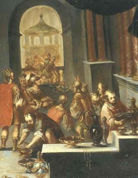 The sack of a Temple Oil Painting by Bartholomeus Spranger