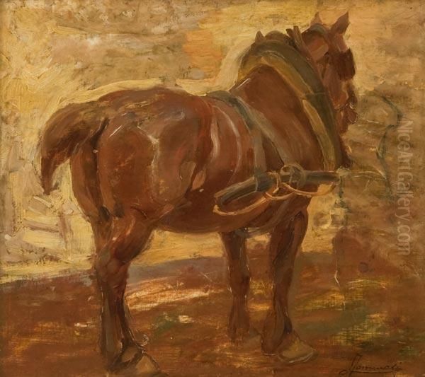 Cavallo Al Giogo Oil Painting by Ludovico Tommasi