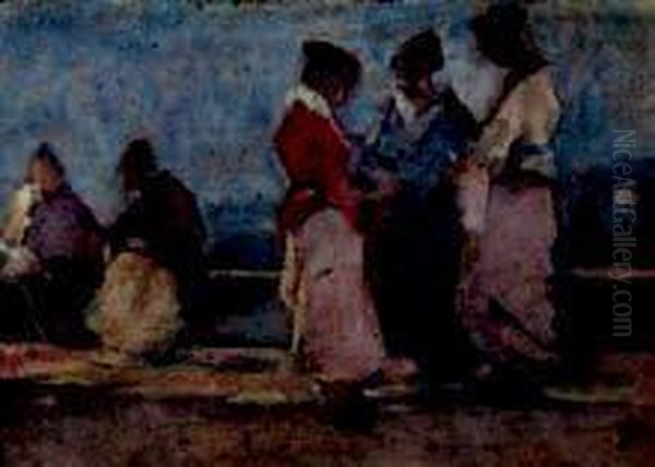 Donne A Passeggio Oil Painting by Ludovico Tommasi