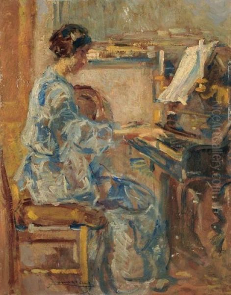 La Pianista Oil Painting by Ludovico Tommasi