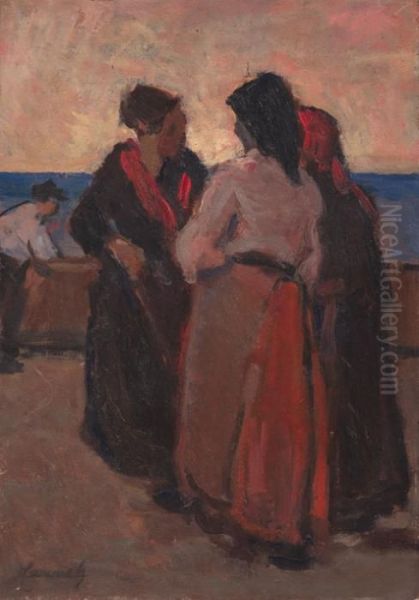 Conversazione Sul Lungomare Oil Painting by Ludovico Tommasi