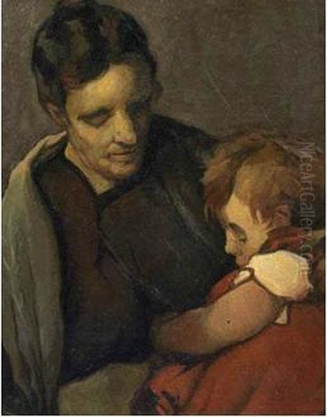 Madre Con Bambino Oil Painting by Ludovico Tommasi