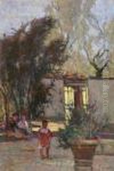 Figure Nelcortile Oil Painting by Ludovico Tommasi