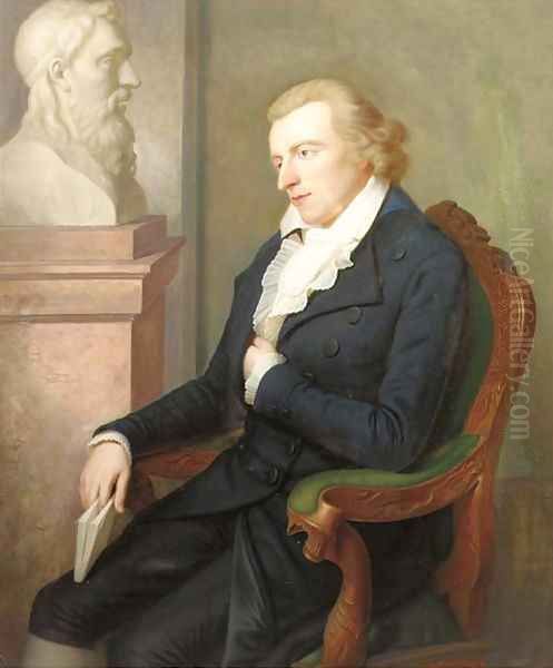 Portrait of Schiller seated by a bust Oil Painting by Ludovike Simanowitz