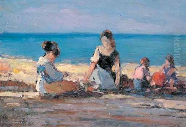 Sulla Spiaggia Oil Painting by Ludovico Tommasi