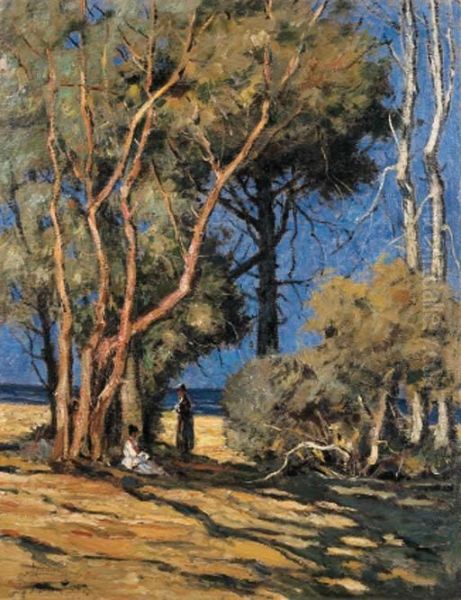 Sosta All'ombra Tra Gli Alberi Oil Painting by Ludovico Tommasi