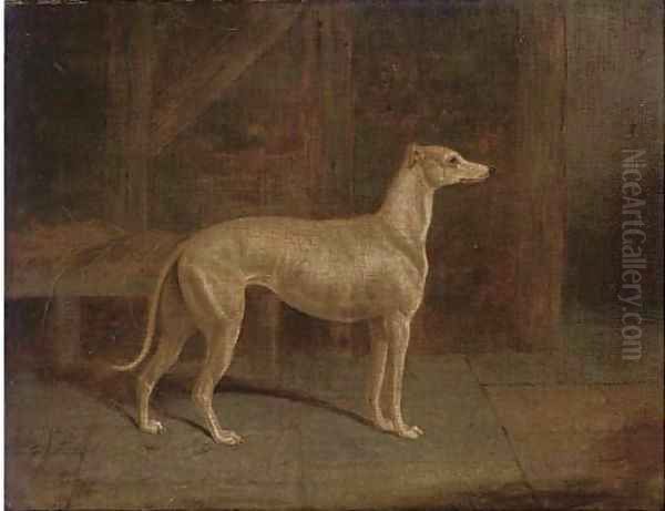 A prize greyhound in an interior Oil Painting by Samuel Spode