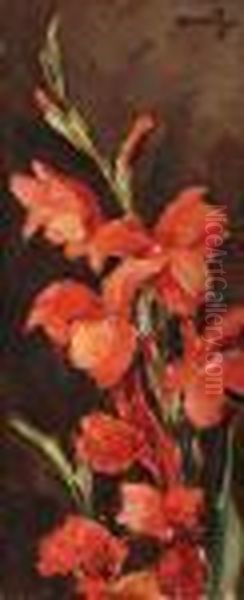 Gladiole Rosii Oil Painting by Nicolae Tonitza