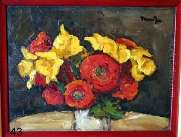 Still Life Of Flowers Oil Painting by Nicolae Tonitza