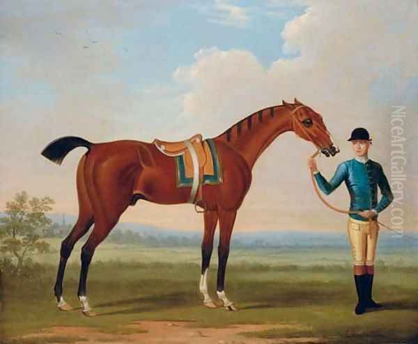 Flying Childers held by a groom in an extensive landscape Oil Painting by Thomas Spencer