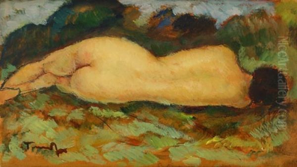 Nude Lying Oil Painting by Nicolae Tonitza