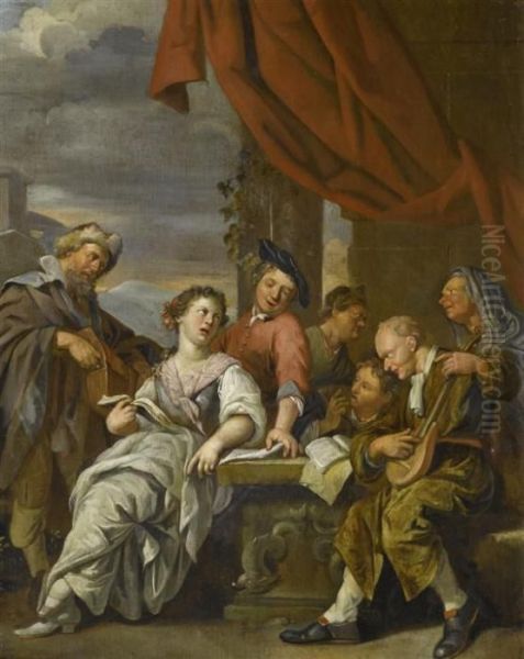 A Group Of Musicians Oil Painting by Jacob Van Toorenvliet