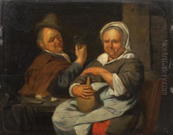 Trinkendes Paar Oil Painting by Jacob Van Toorenvliet