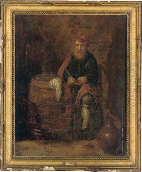 A Pipe Smoker In An Interior Oil Painting by Jacob Van Toorenvliet