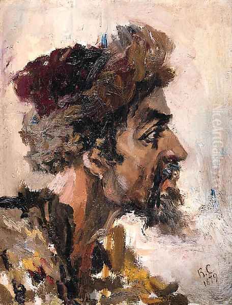 Study of the head of a Strelets for 'Morning of the Execution of the Streltsy' Oil Painting by Vasilij Ivanovic Surikov