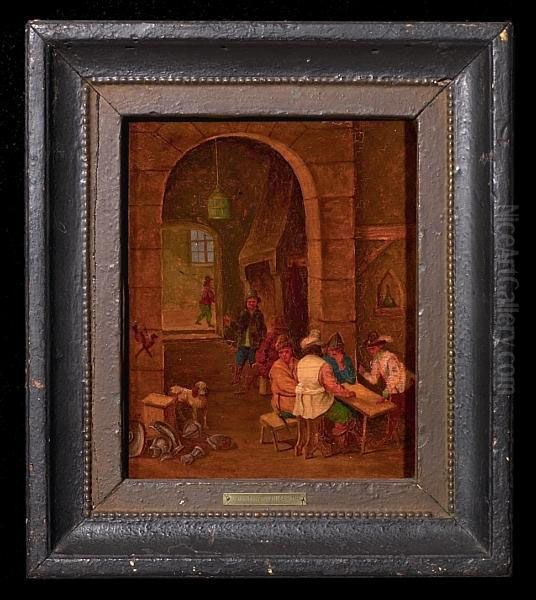 Toorenvliet, ?: Men Having A Break In An Inn. Inscripted J. T Oil Painting by Jacob Van Toorenvliet