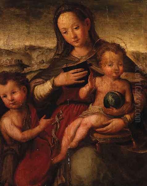 The Madonna and Child with the Infant Saint John the Baptist Oil Painting by Ventura Salimbeni