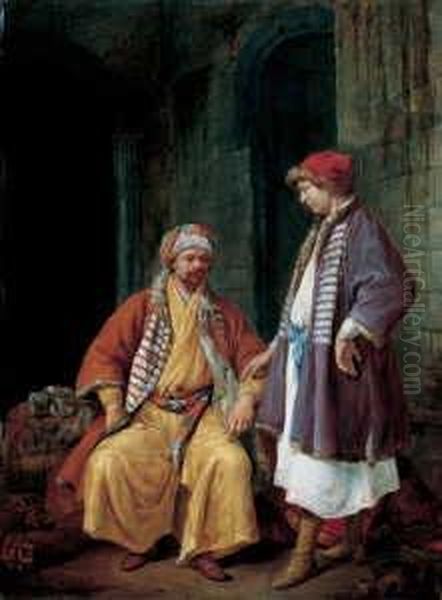 Zwei Orientalische Kaufleute. Oil Painting by Jacob Van Toorenvliet