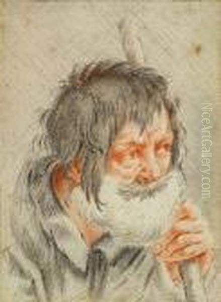 Study Of A Bearded Man With A Walking Stick Oil Painting by Jacob Van Toorenvliet