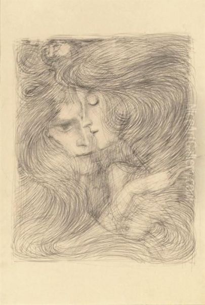 Two Women Oil Painting by Jan Toorop