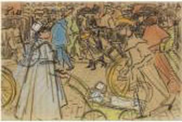 Figuren Op Parijse Boulevard Oil Painting by Jan Toorop