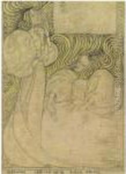 Design Sketch For Delftsche Slaolie Oil Painting by Jan Toorop