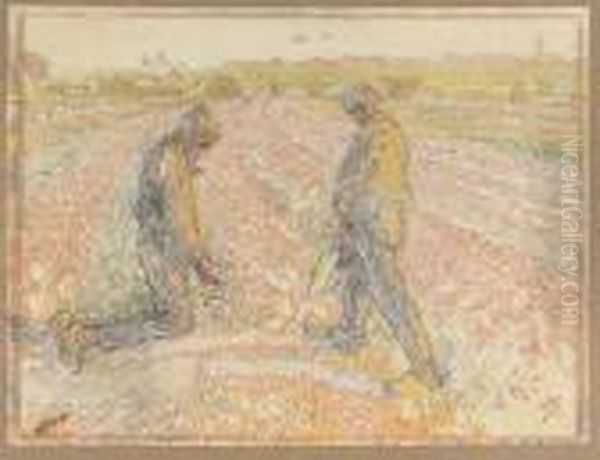 Gathering Potatoes Oil Painting by Jan Toorop