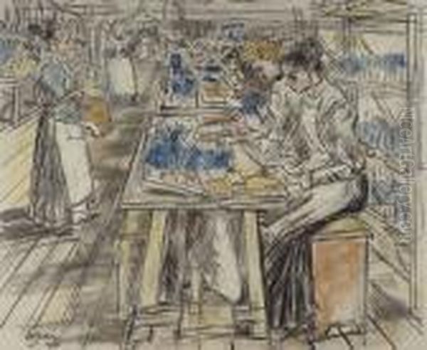 Candle Factory Gouda Oil Painting by Jan Toorop