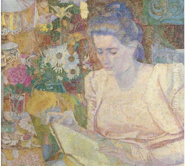 Portret Van Mevrouw M.j. De Lange Oil Painting by Jan Toorop