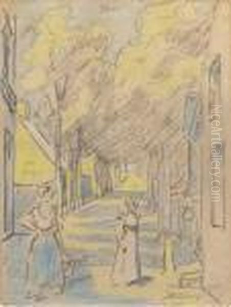 Village Street, Domburg Oil Painting by Jan Toorop