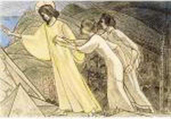 Christ Leading A Couple By The Hand Oil Painting by Jan Toorop