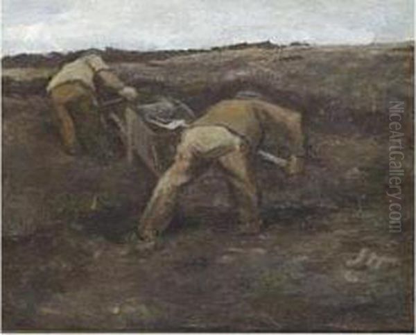 Sand Diggers Oil Painting by Jan Toorop