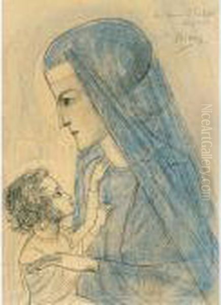 Madonna And Child Oil Painting by Jan Toorop