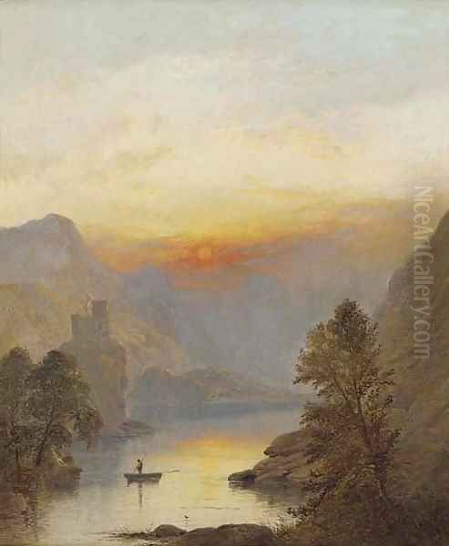 Sunset at Invergarry, Perthshire Oil Painting by George Blackie Sticks